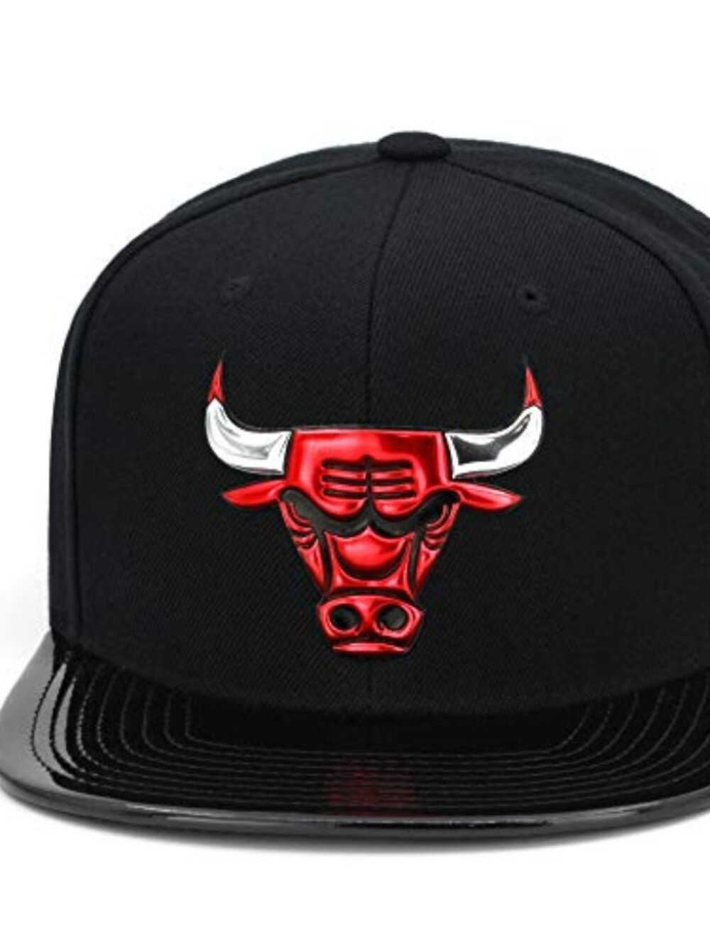 Mitchell & Ness Chicago Bulls Snapback Hat - BlackRedPatent Leathe